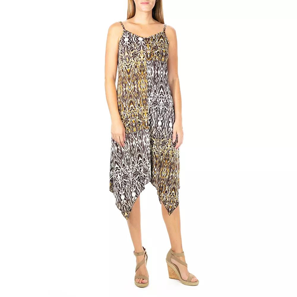 Women's Nina Leonard Print Shark-Bite Hem Midi Dress, Size: XL, Brown Bean Team Product Image