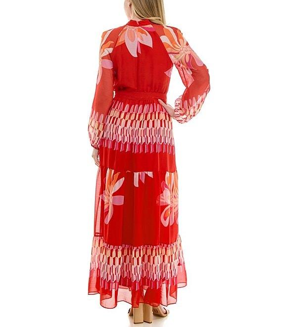 Moda Tara Mock Neck Floral Printed Maxi Dress Product Image