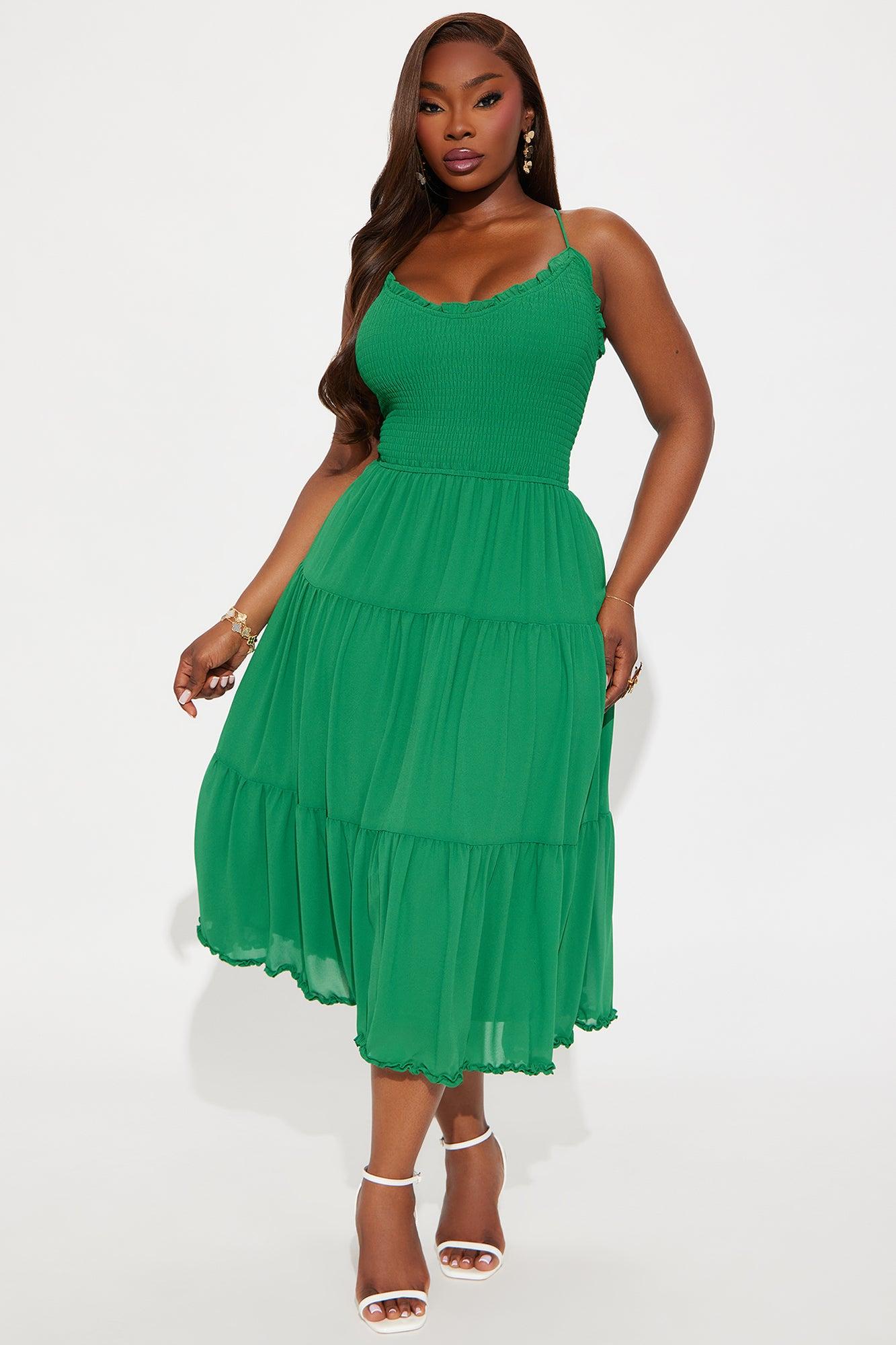 Naomi Chiffon Midi Dress - Green Product Image