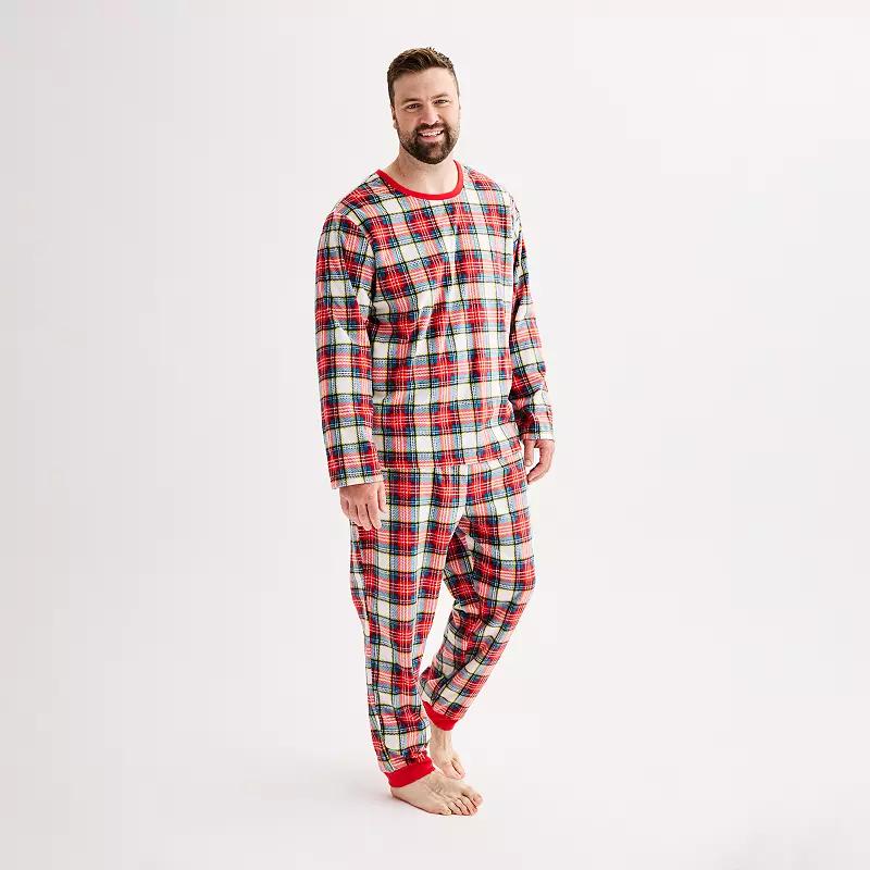 Big & Tall Jammies For Your Families® Jingle Bell Rock Pajama Top & Jogger Pajama Bottoms Set, Men's, Size: 3XLT, Holiday Plaid Product Image
