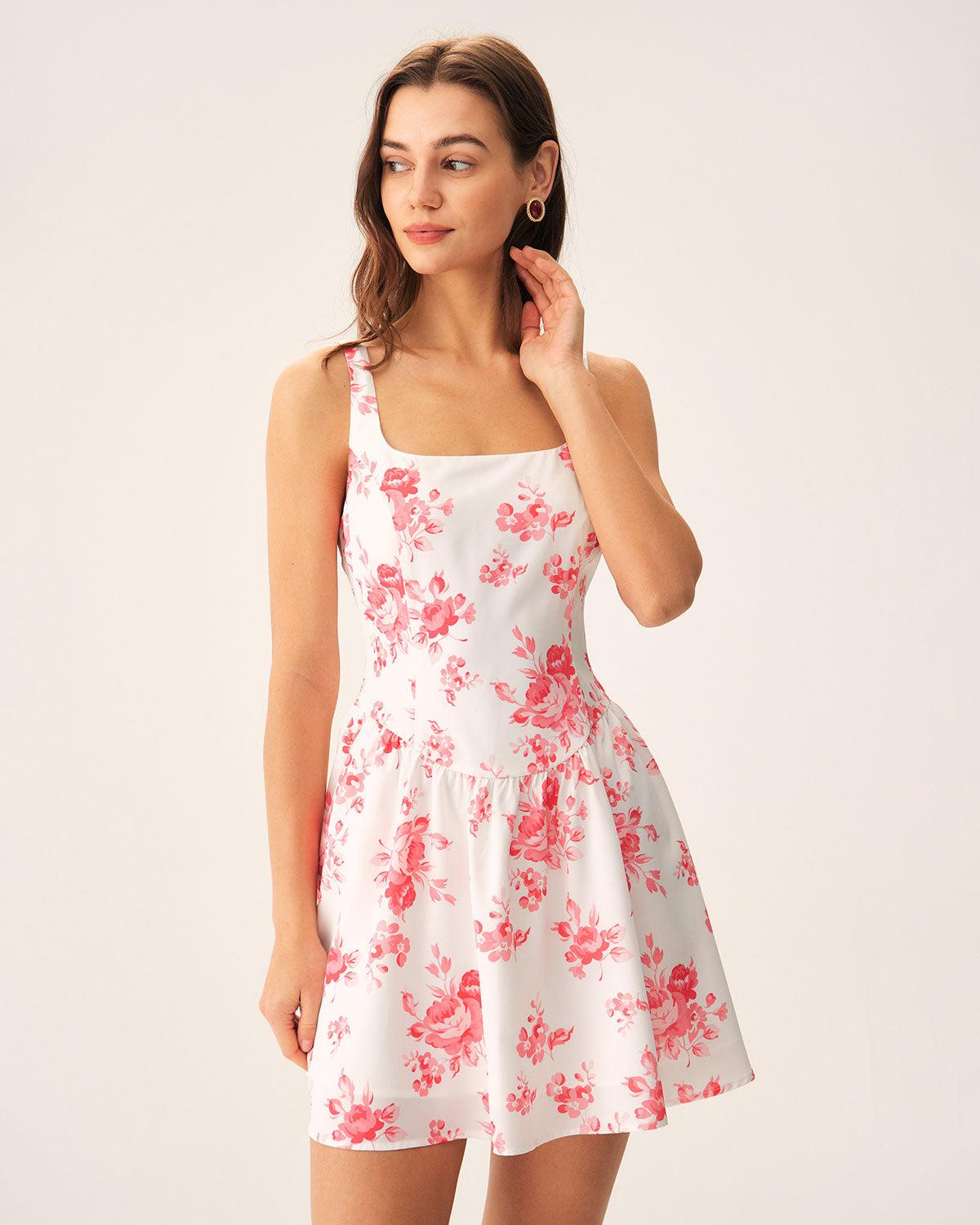 Pink Floral Ruched Mini Dress Product Image