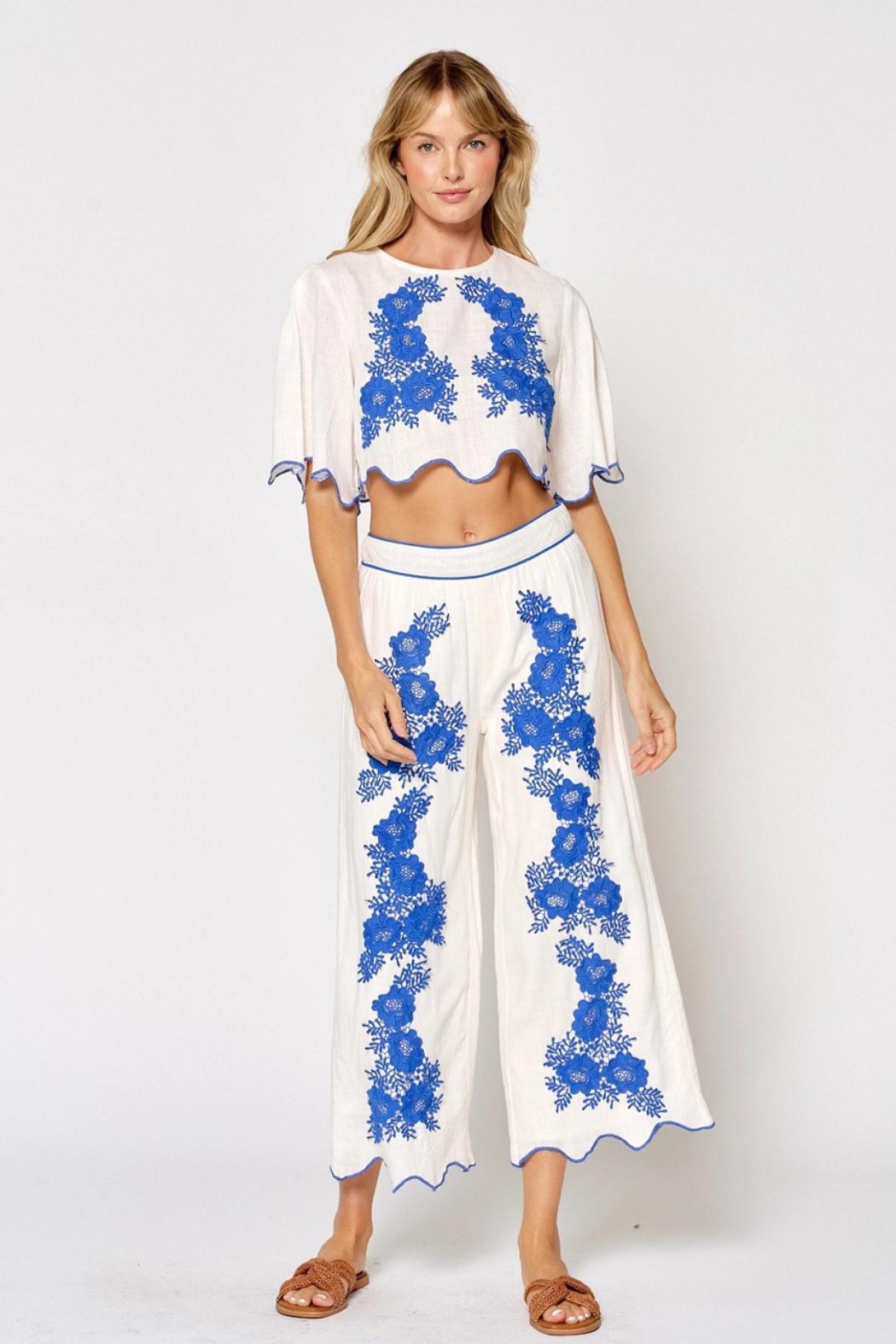 Embroidered Woven Pants Product Image