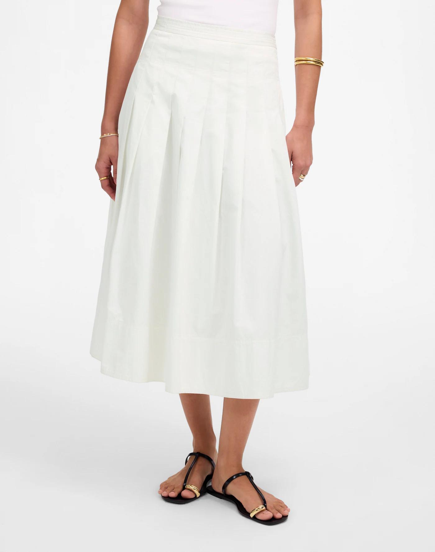 Pleated Midi Skirt in Cotton Poplin Product Image