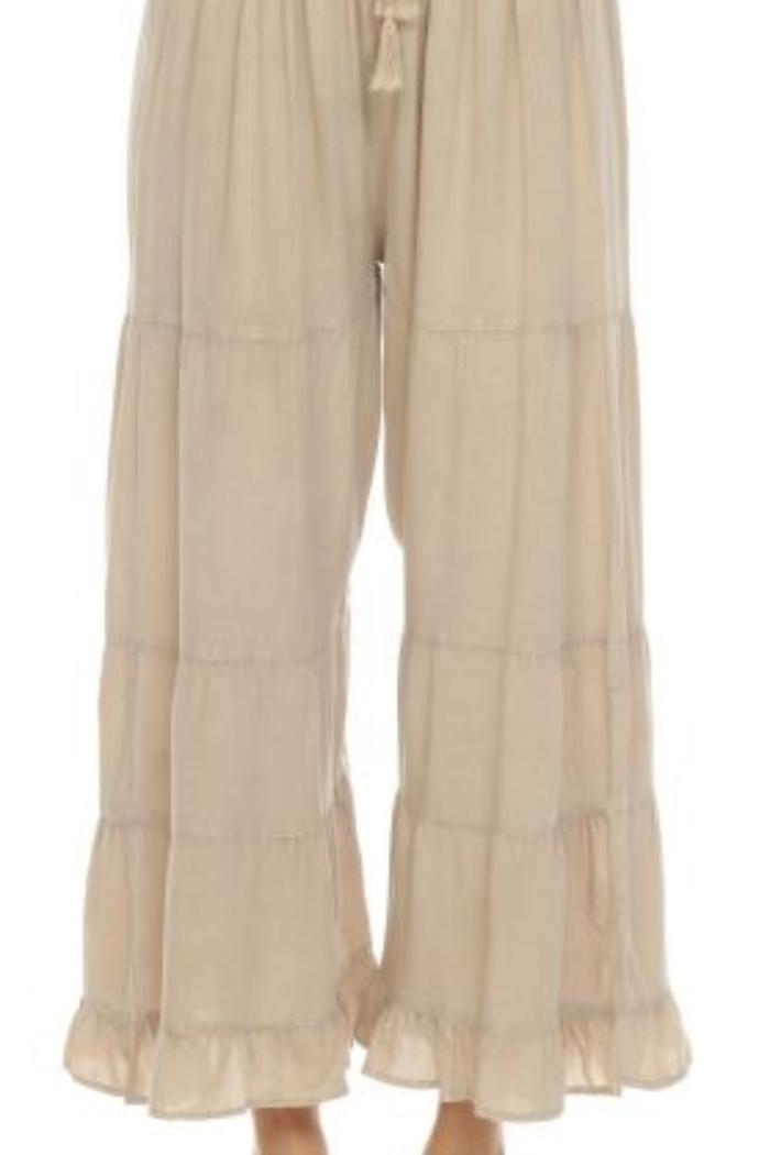 Sand Stone Wash Long Tiered Pant Product Image