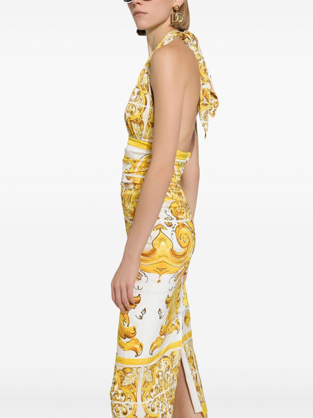 Majolica-print silk midi dress Product Image