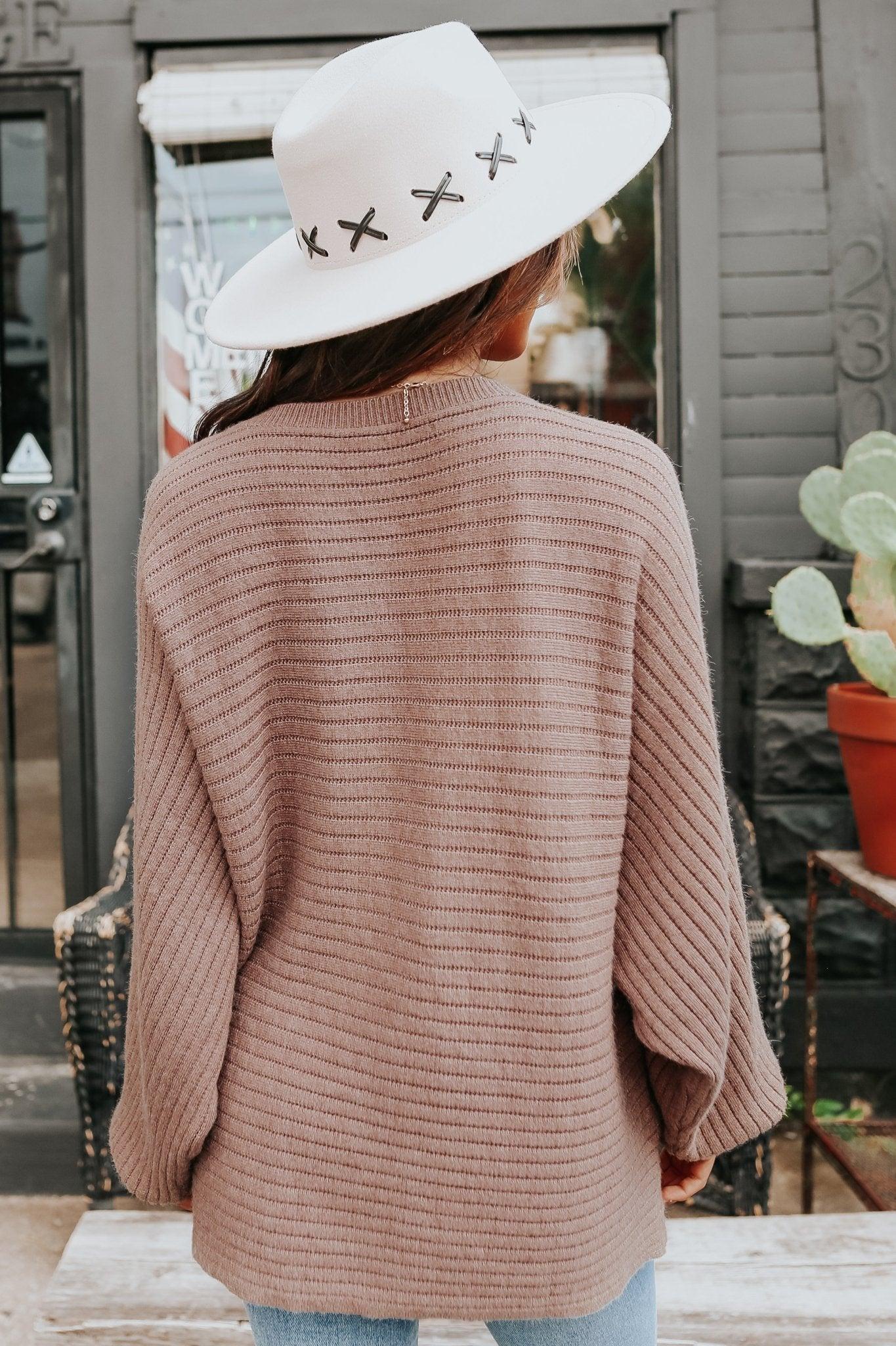 Latte Run Boatneck Dolman Ribbed Sweater - Mocha - FINAL SALE Product Image
