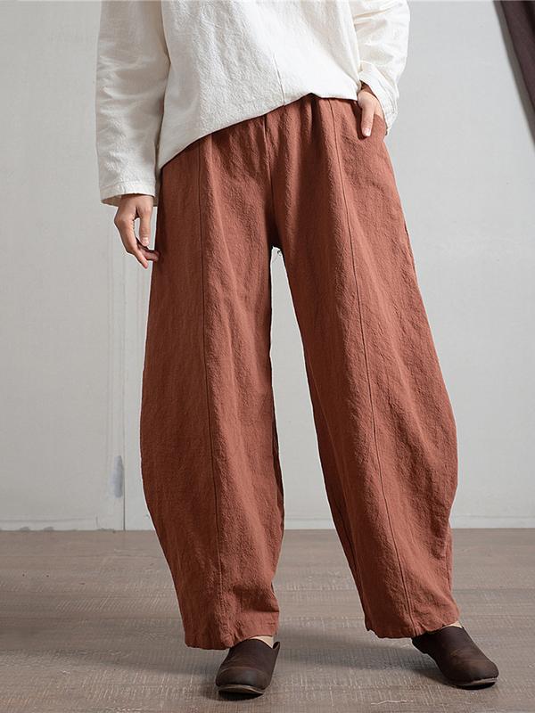 Simple High Waisted Solid Color Wide Leg Pants Product Image