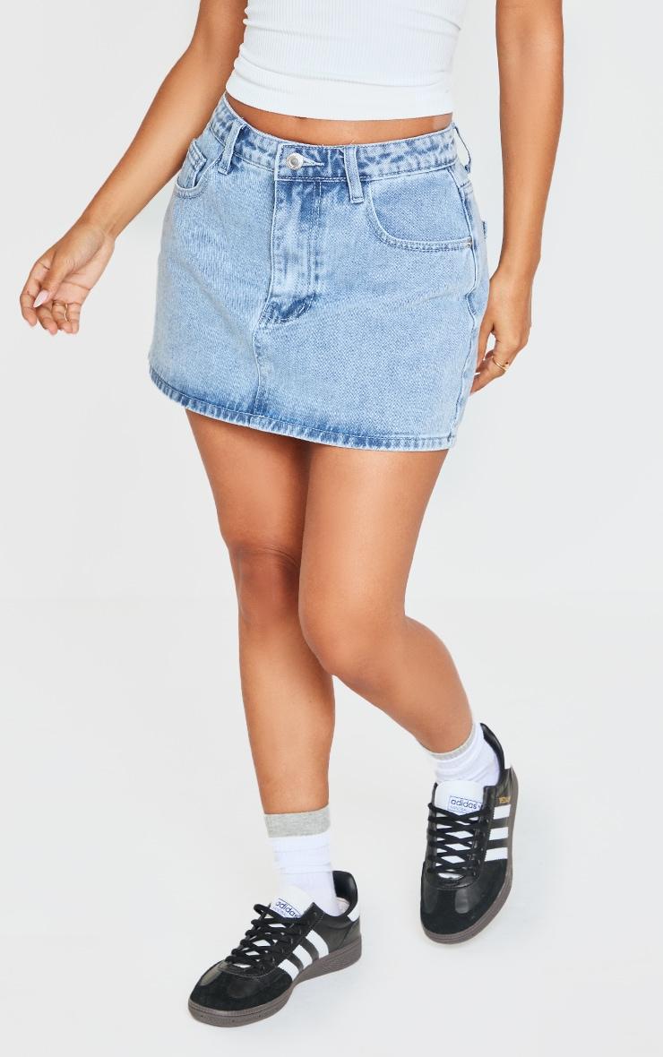 Petite Vintage Wash Pocket Denim Mini Skirt Product Image