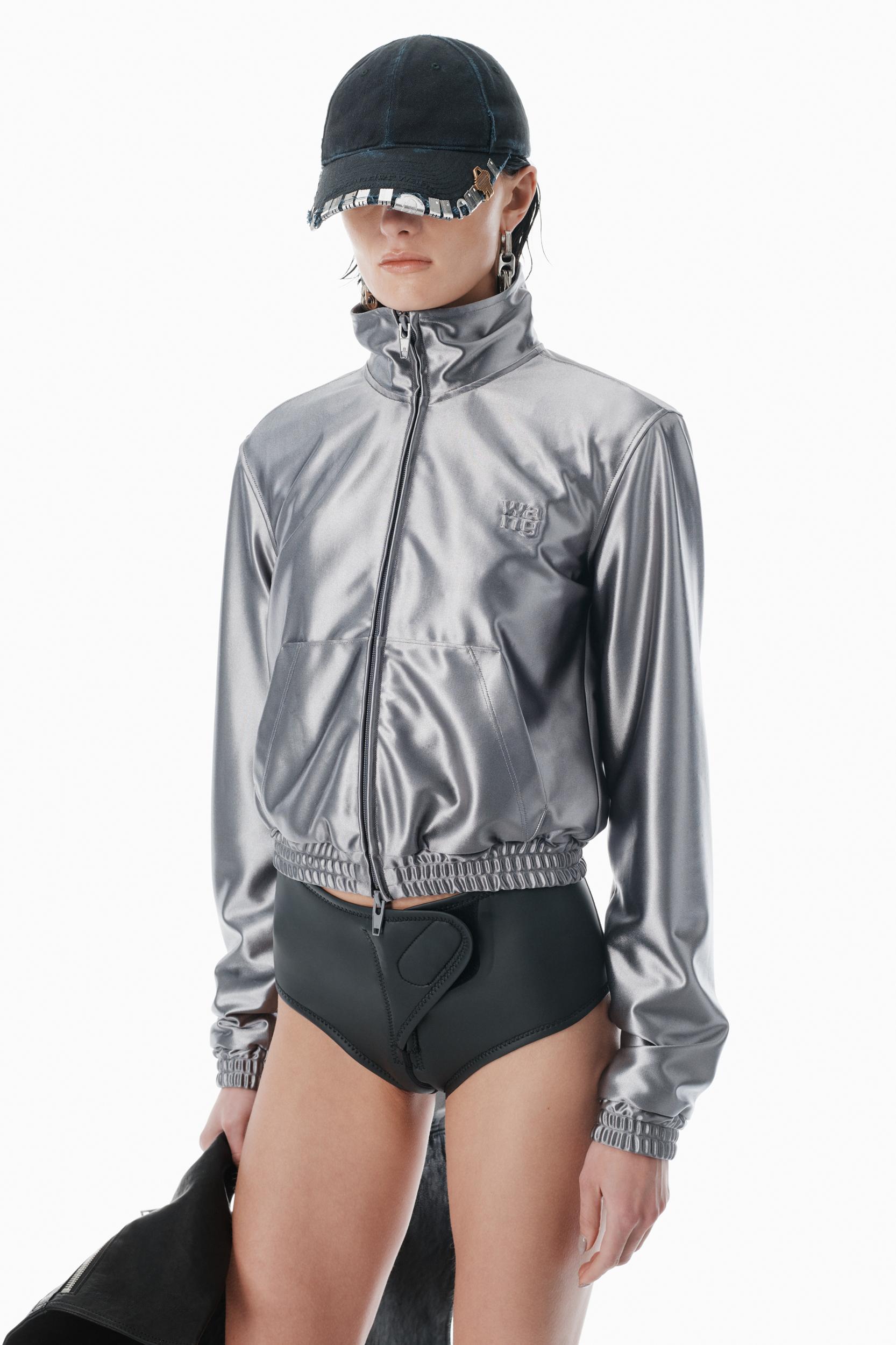 Grey Shrunken Zip-up Jacket Product Image