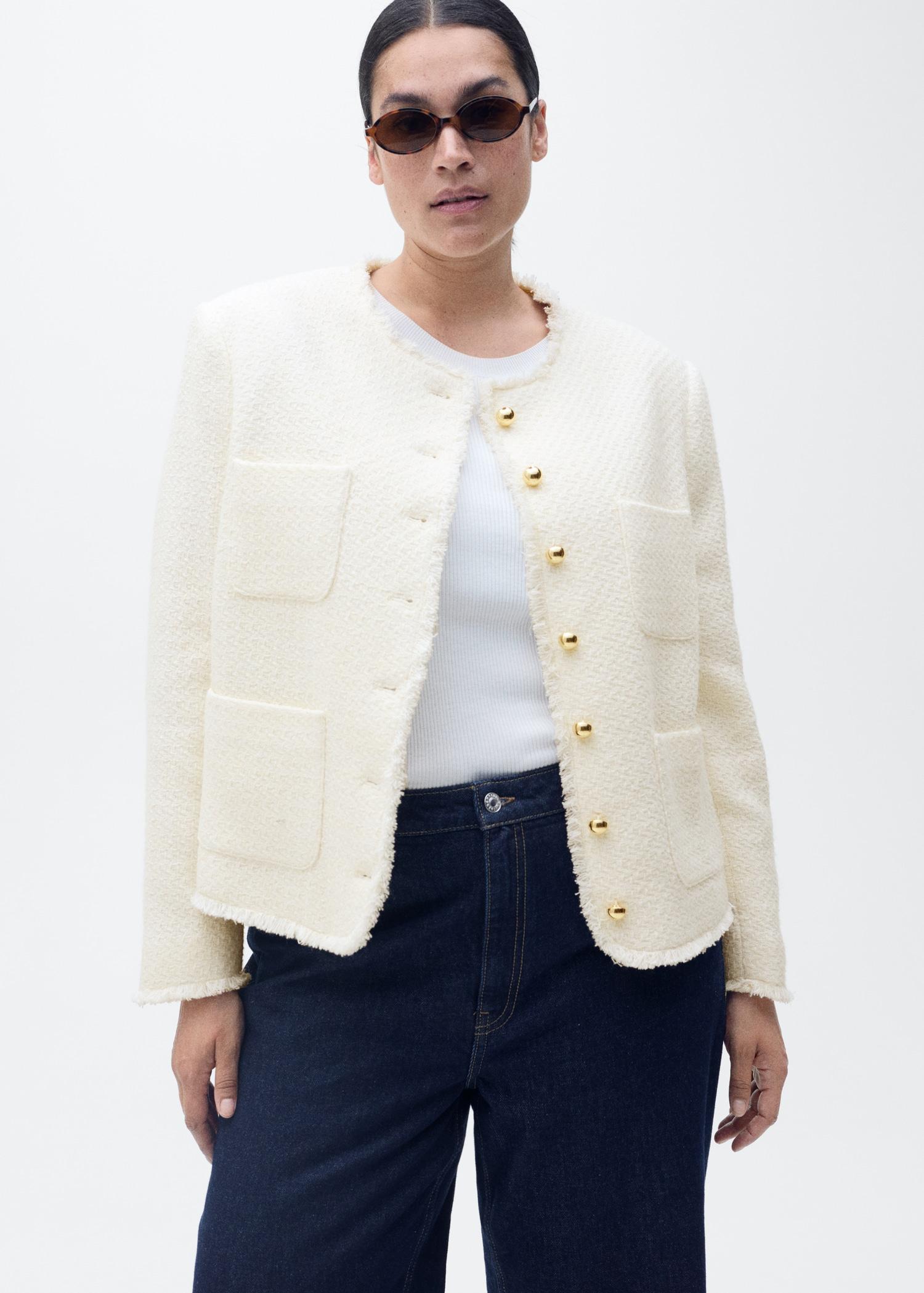 Tweed jacket with jewel buttons - Women | MANGO USA Product Image