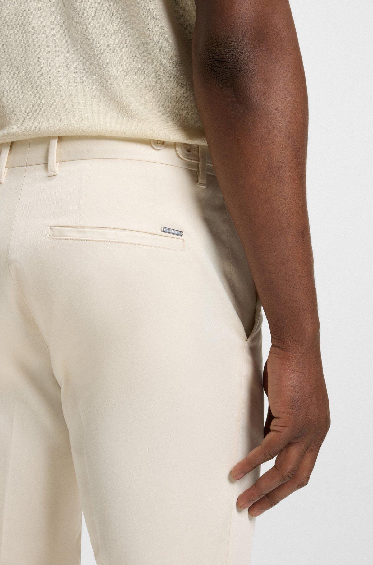 BOSS - Formal trousers in comfort-stretch cotton - White Product Image