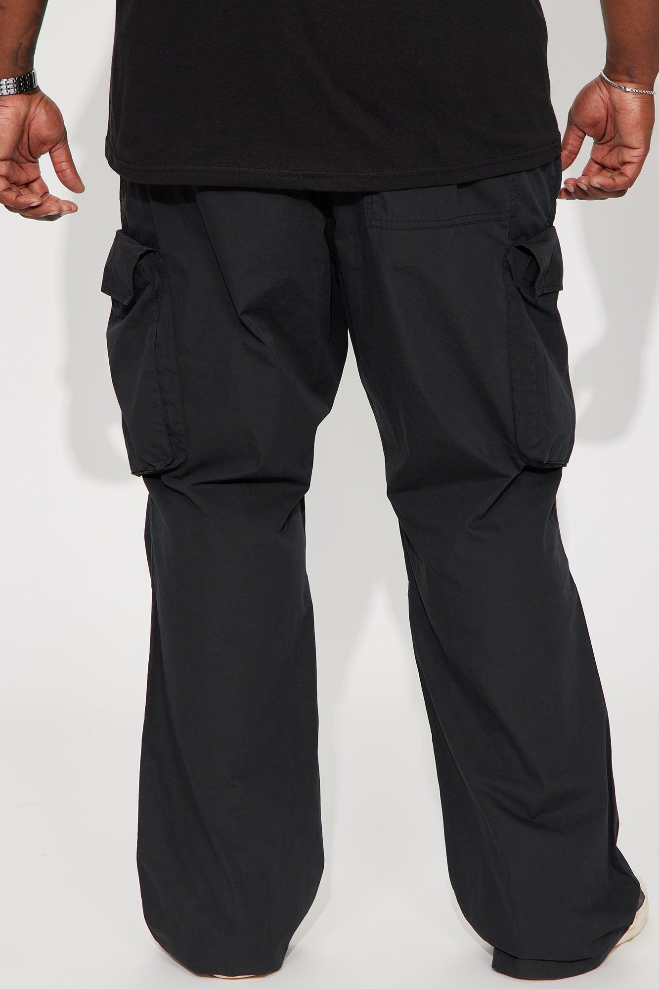 Slim Flare Cargo Parachute Pants - Black Product Image
