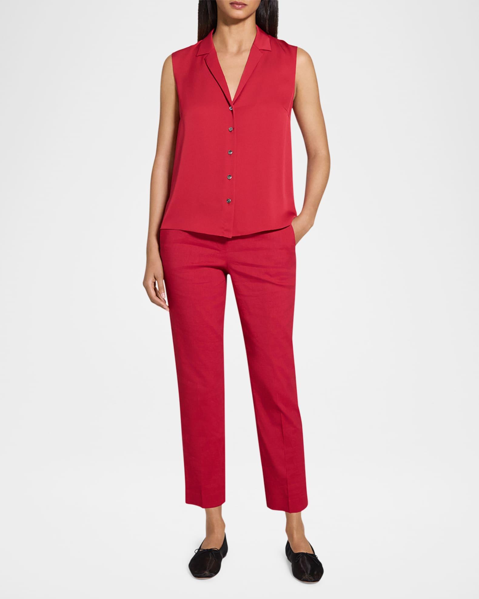 Sleeveless Silk Camp Blouse  Product Image