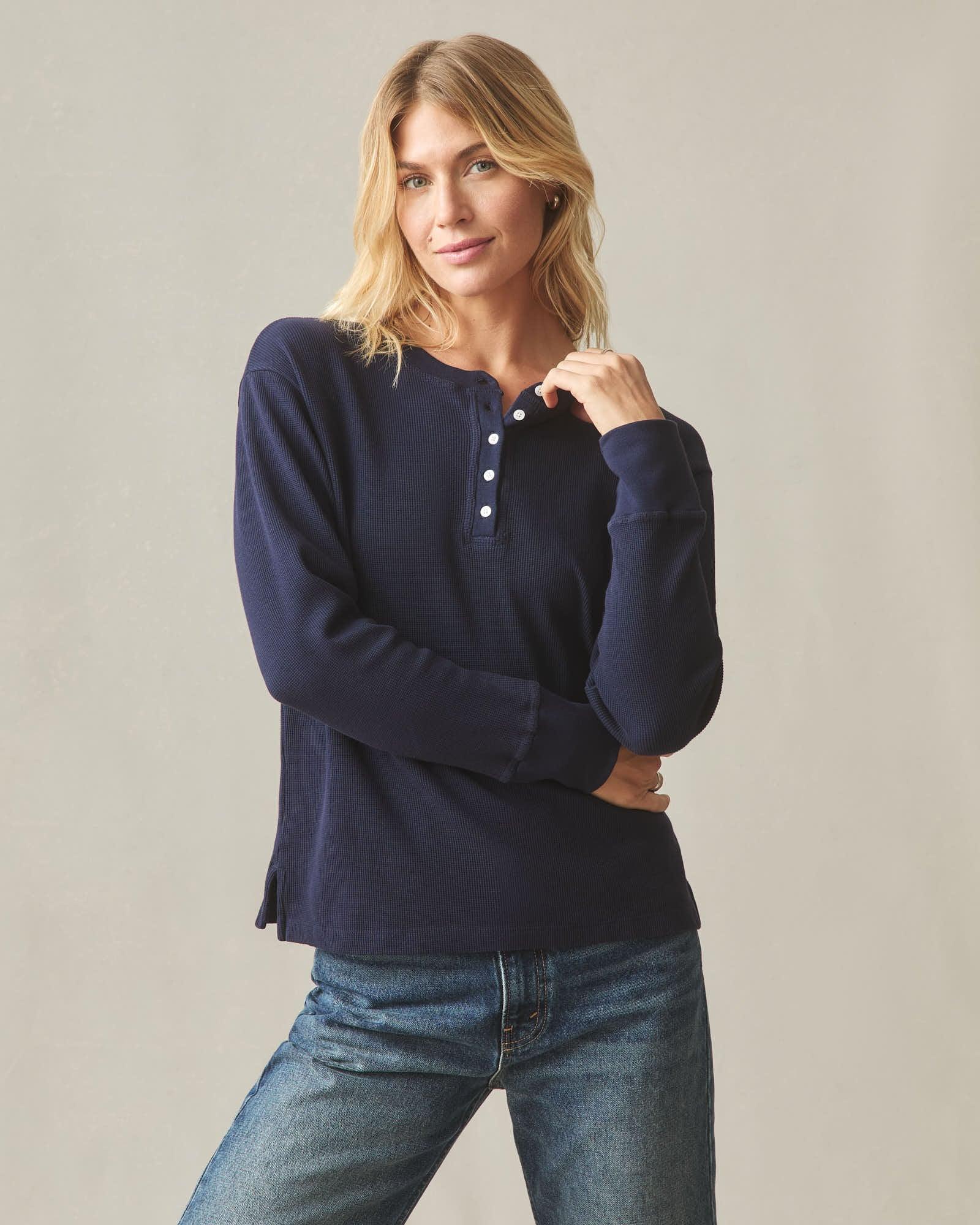 Women's Thermal Henley - True Navy Product Image