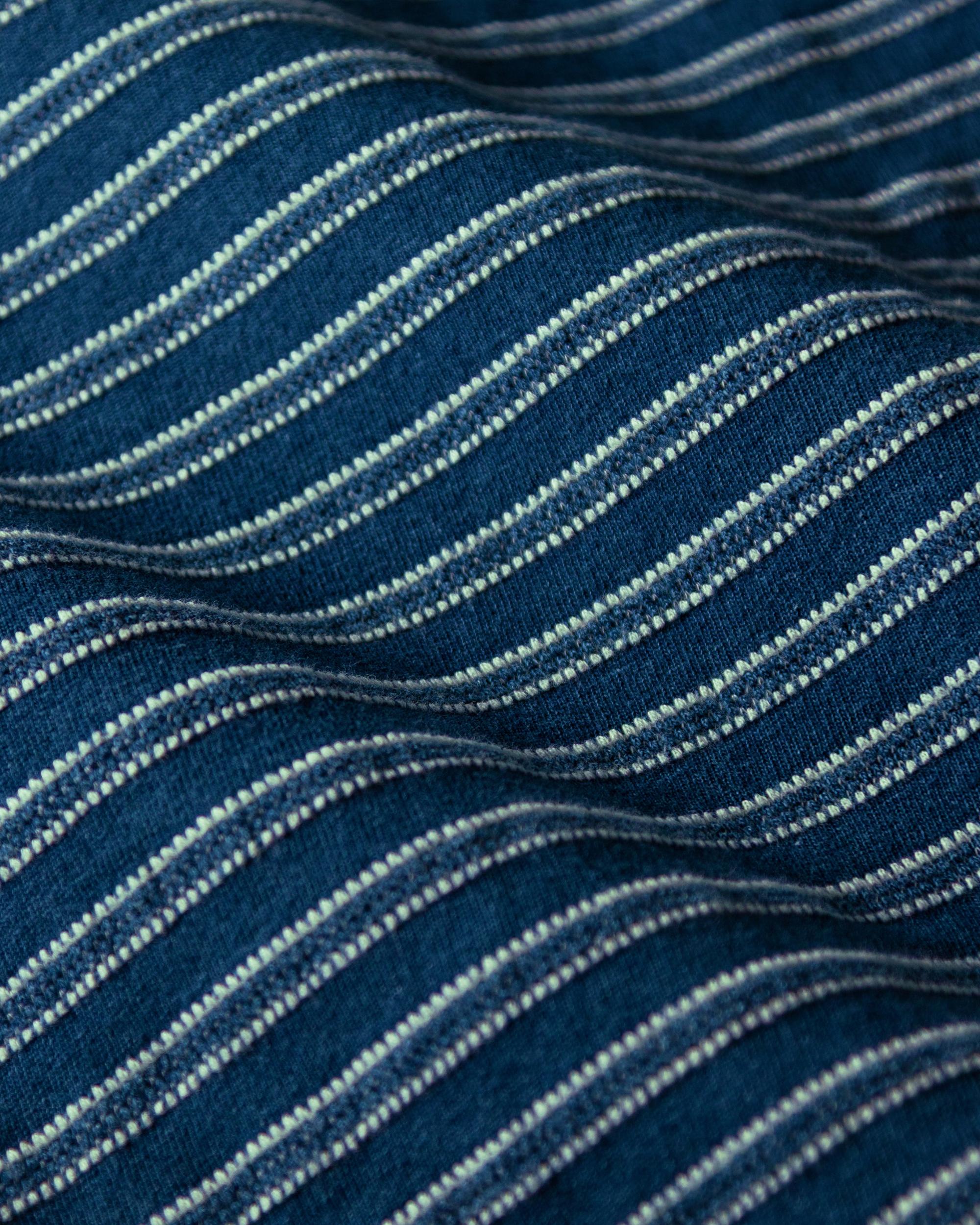 Long Sleeve Indigo Polo in Mid Wash Jacquard Stripe Product Image