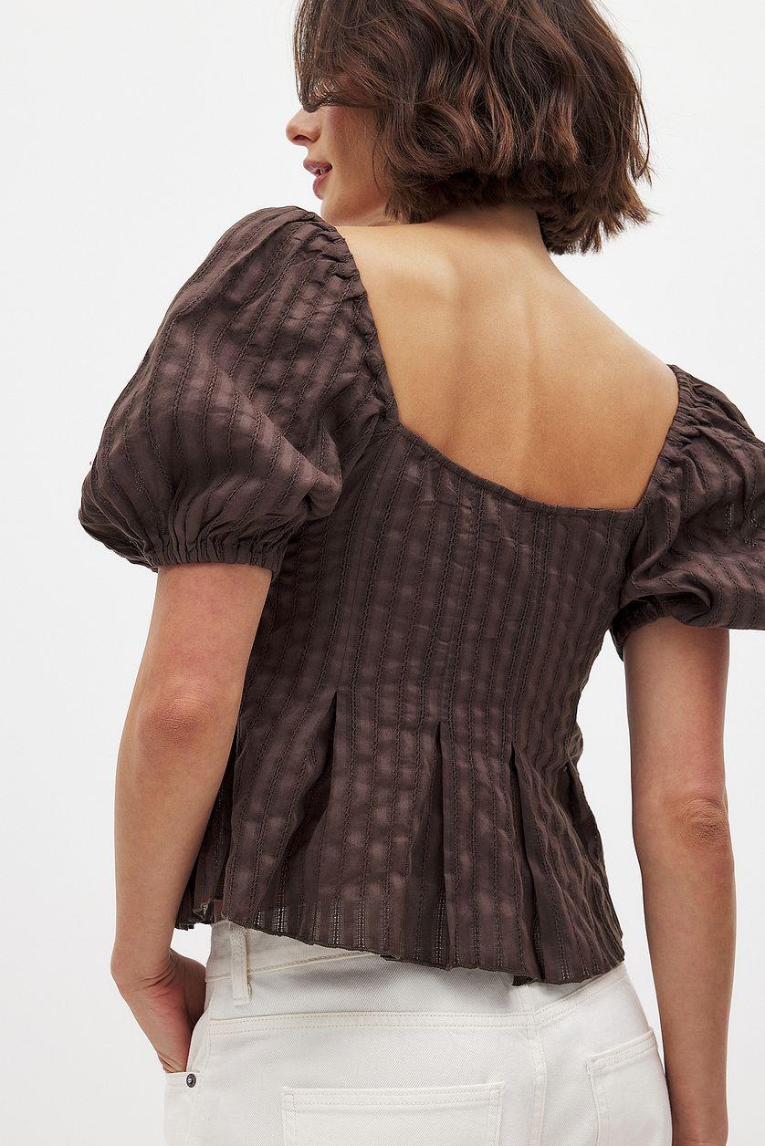 Puff Shoulder Tie Front Corset Top Product Image