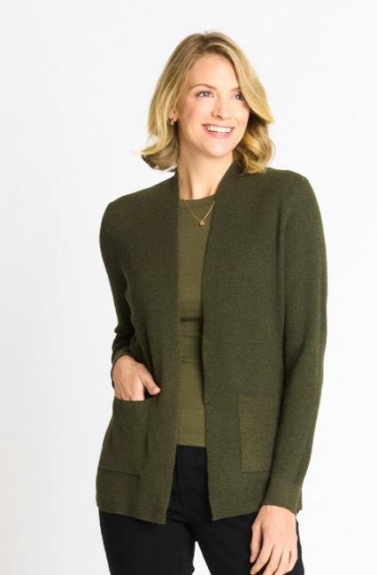 Waffle Stitch Cardigan Sweater with Pocket, Fatigue Heather Product Image