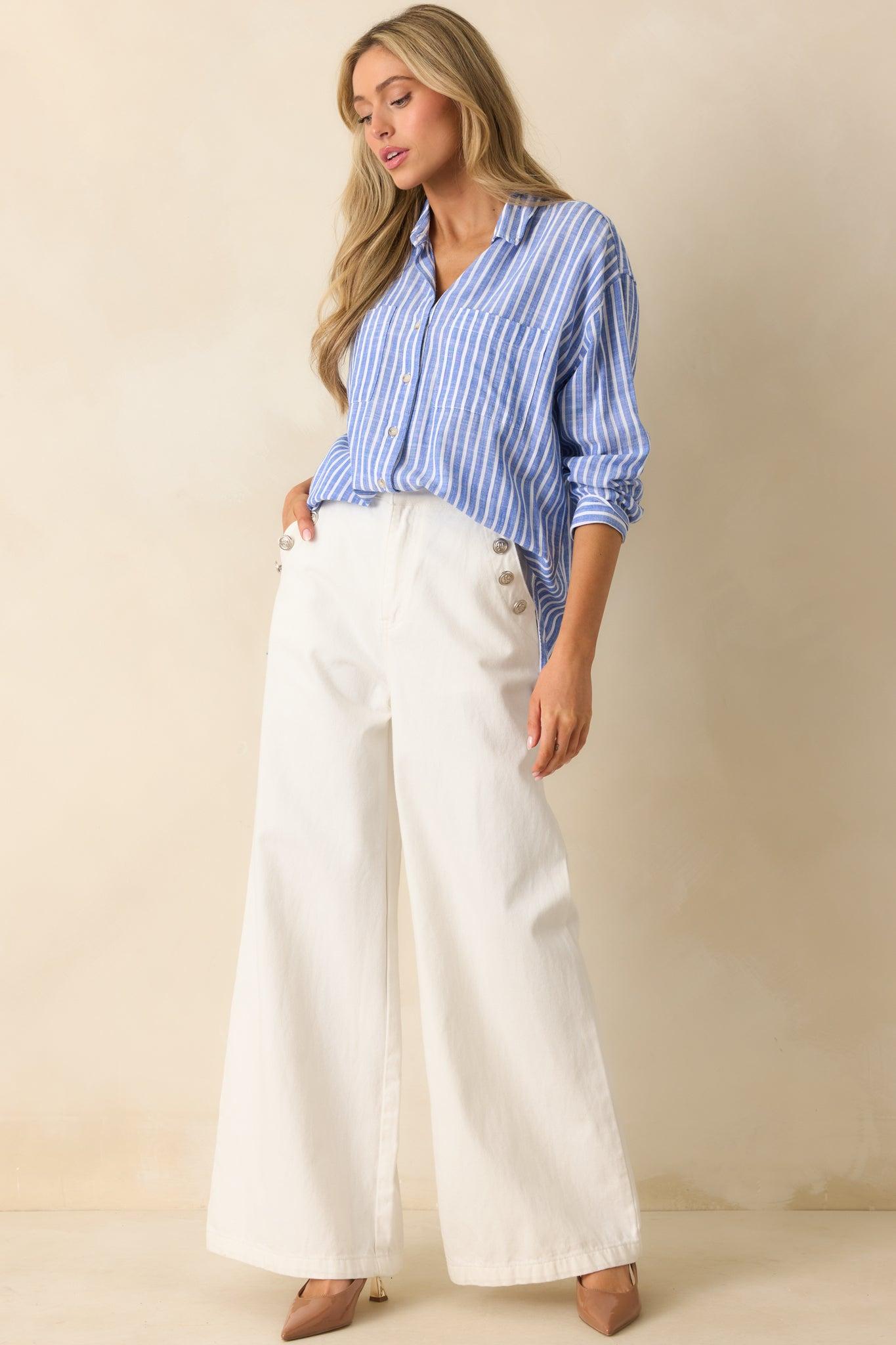 Shopping Day White Wide Leg Jeans Product Image
