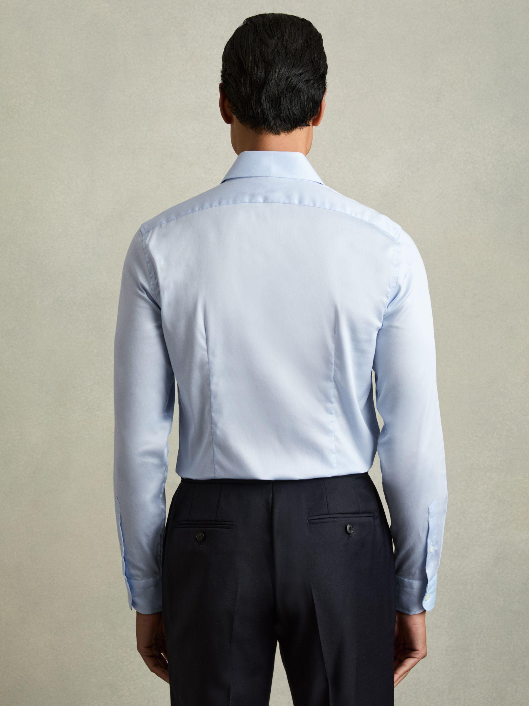 Slim Fit Cotton Blend Shirt in Blue Product Image