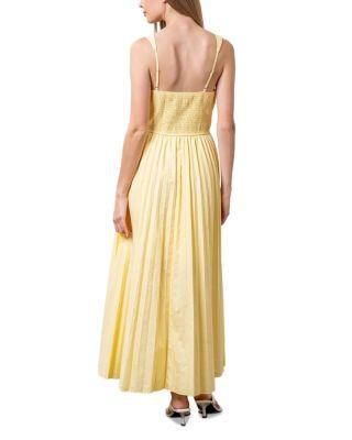 V Neck Tie Front Yellow Midi Dress Product Image
