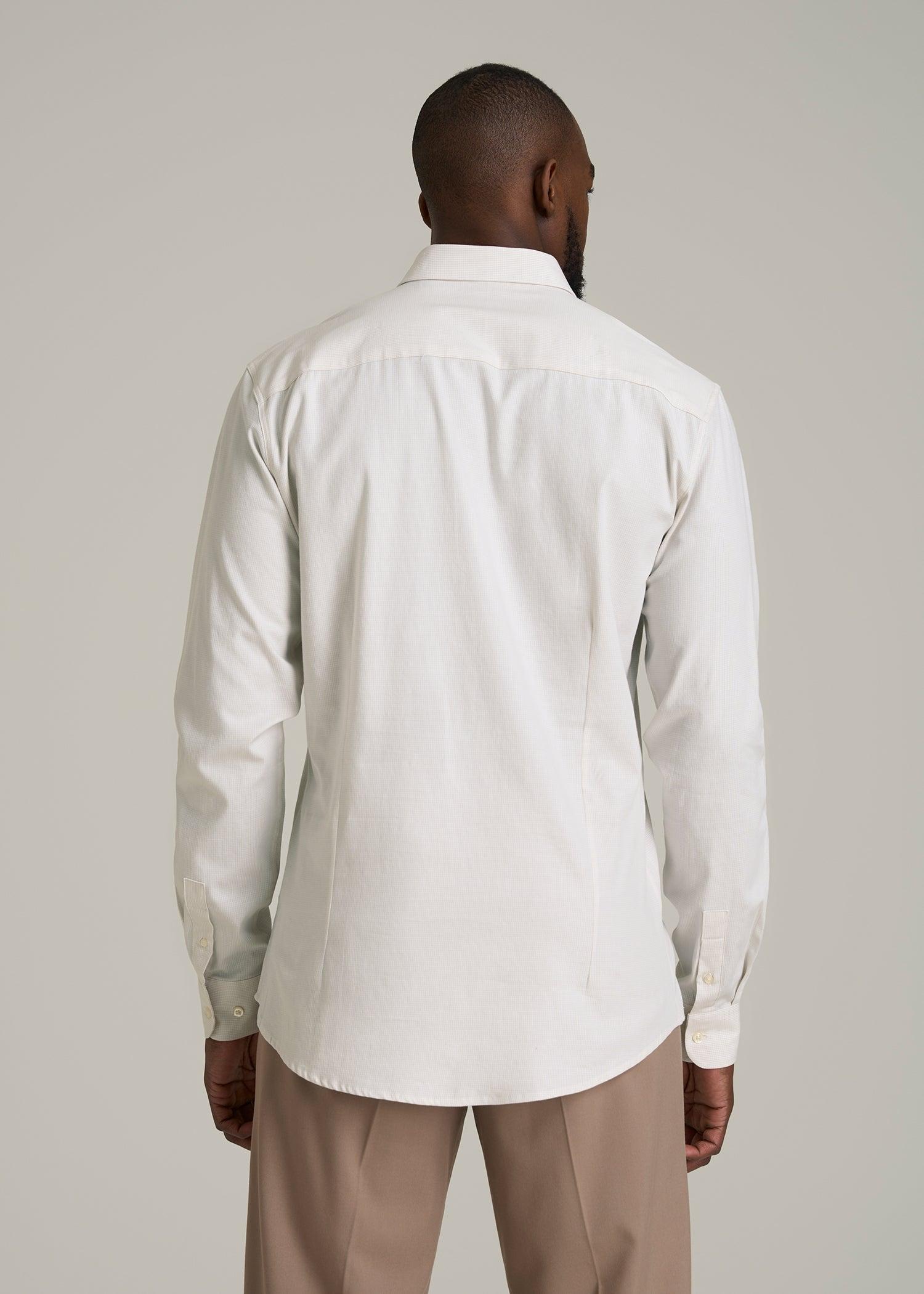 Oskar Button-Up Dress Shirt for Tall Men in Beige Mini Gingham Male Product Image