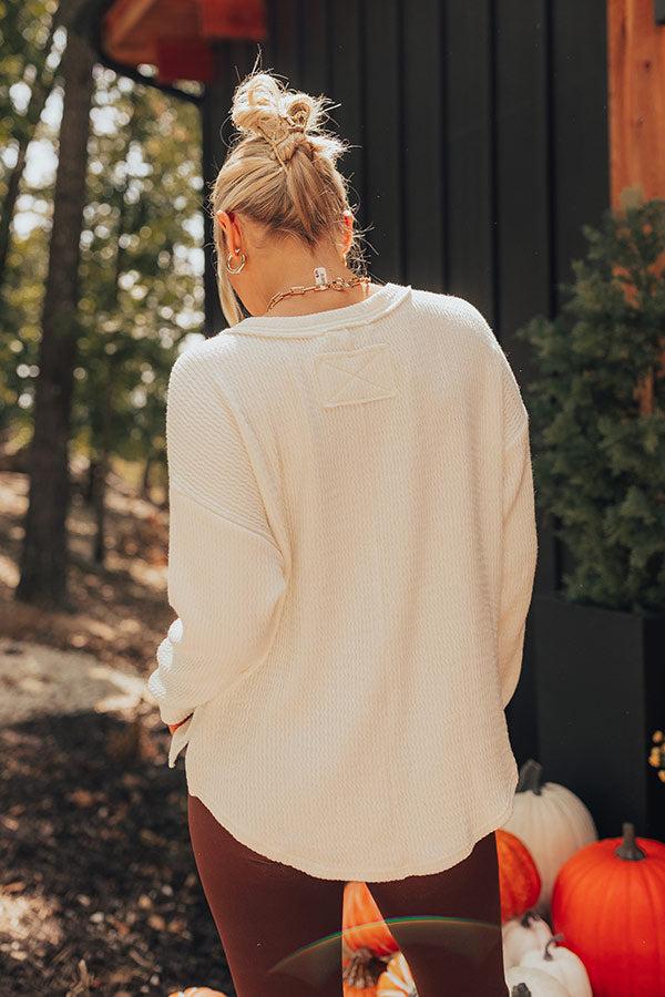 Cozy Moment Ribbed Tee in Ivory Product Image