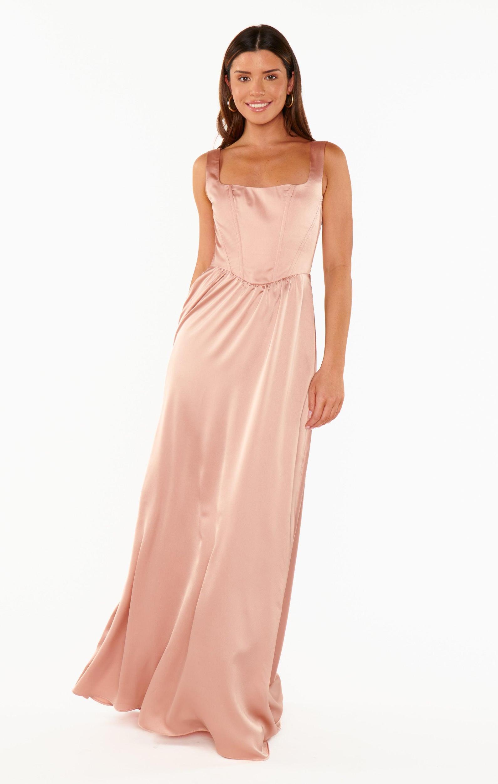 Nina Maxi Dress ~ Rose Gold Luxe Satin Product Image