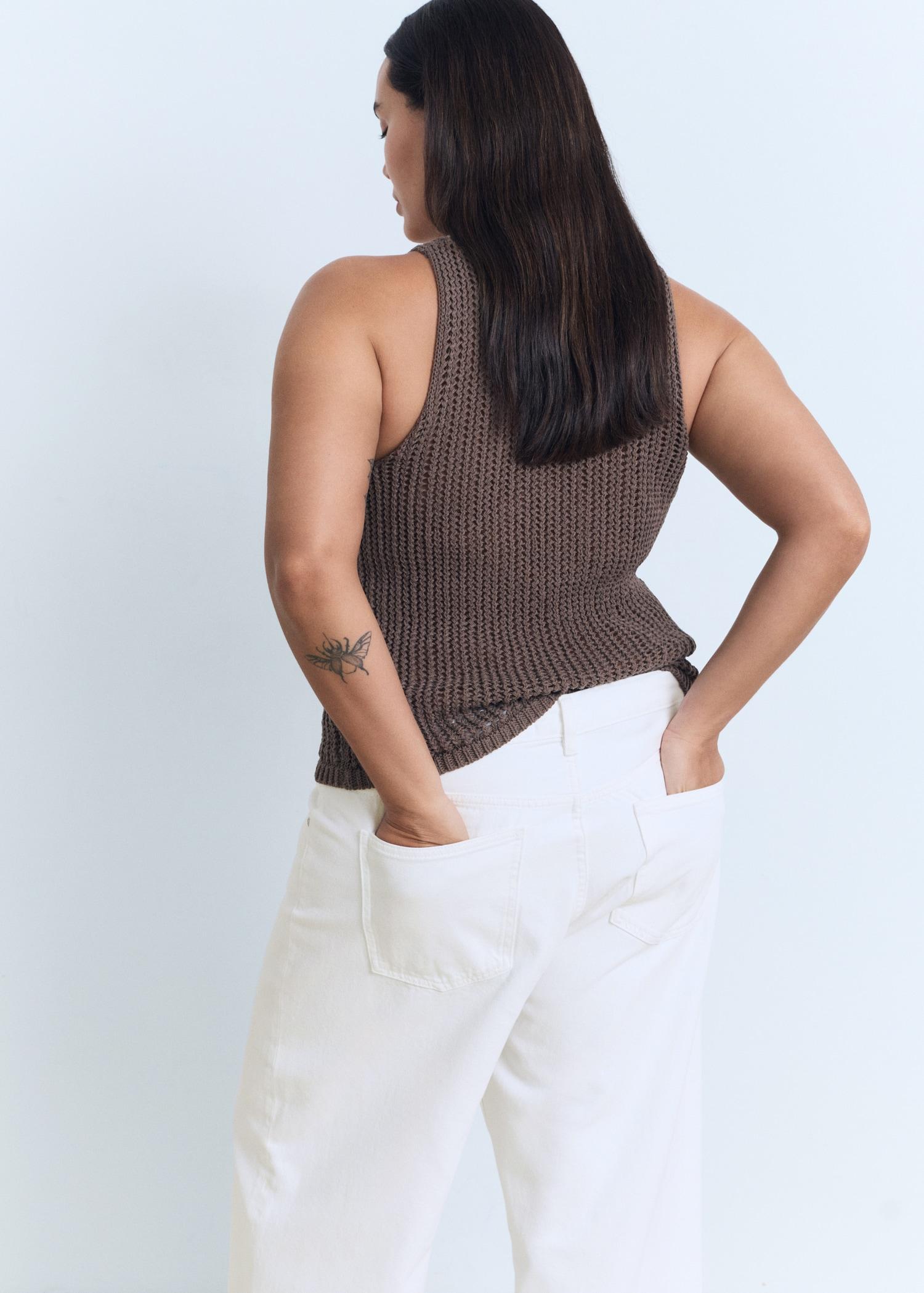 Wide-leg cropped jeans with turned-up hem - Women | MANGO USA Product Image