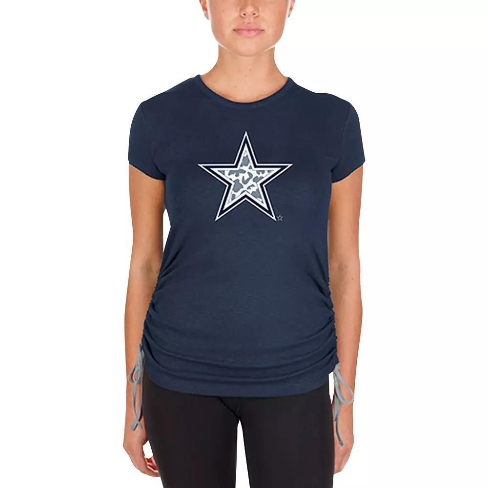 Women's New Era Navy Dallas Cowboys Ruched Side T-Shirt,  Product Image
