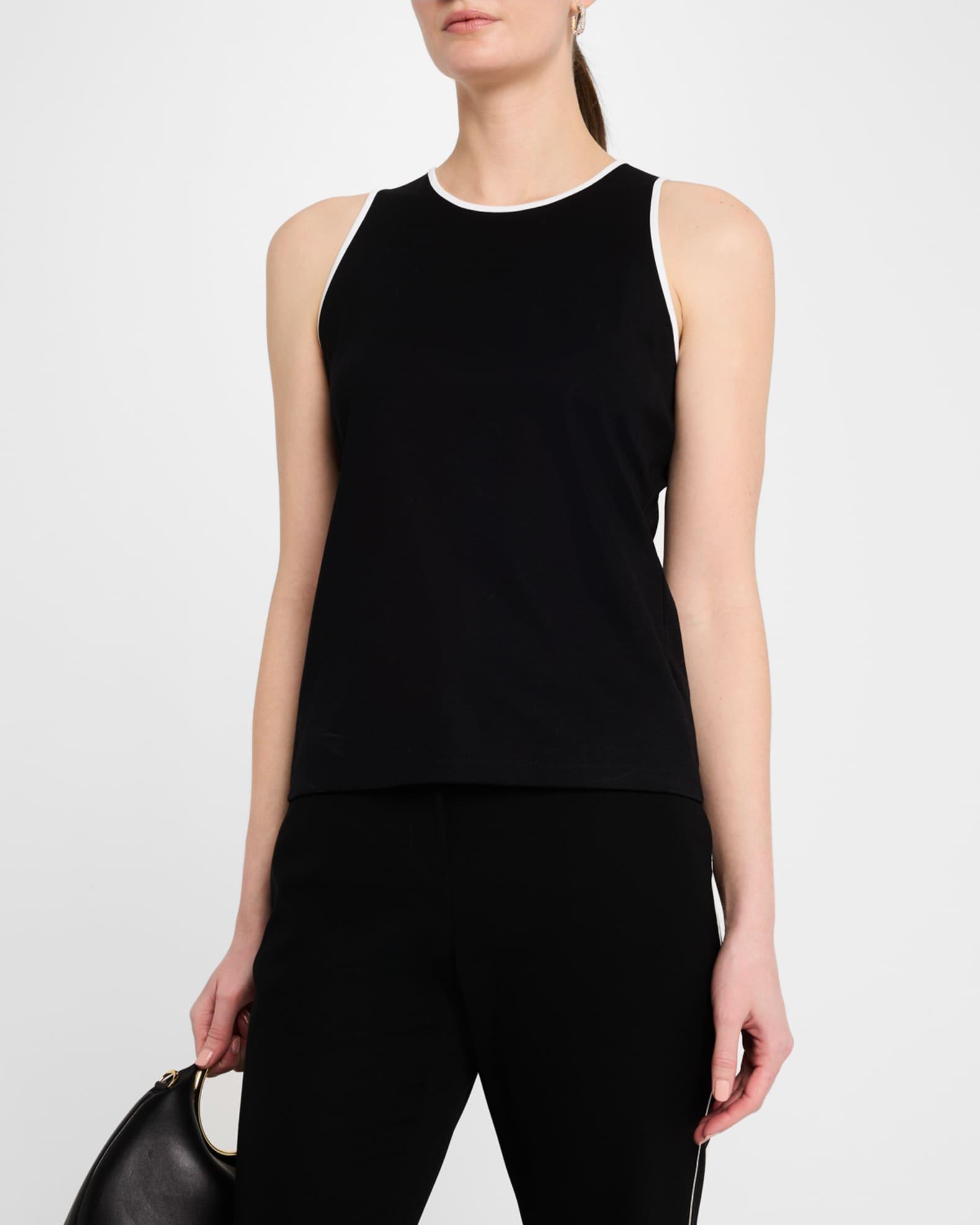 Crewneck Contrast-Trim Cotton Tank Product Image