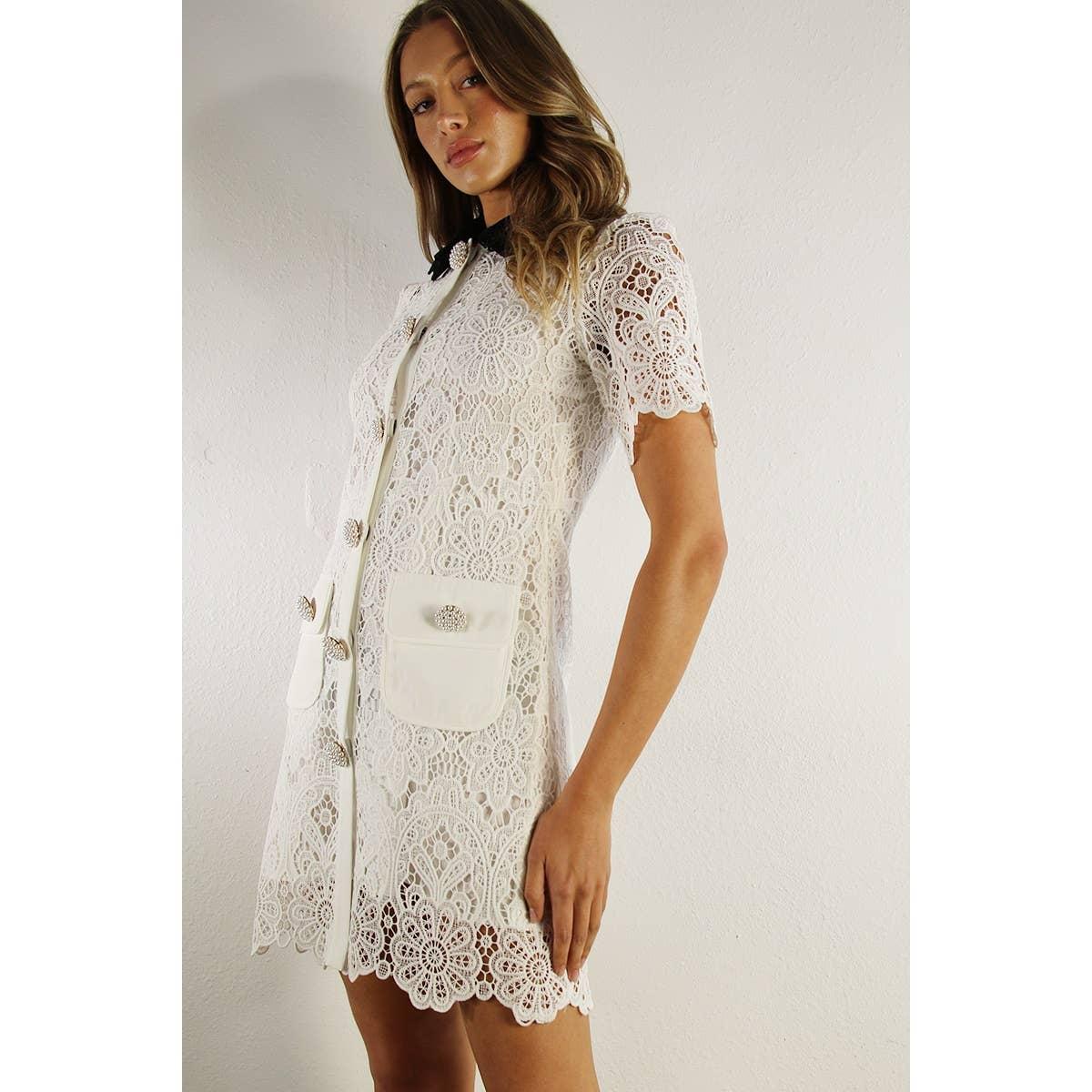 Crochet Lace Mini Dress Product Image