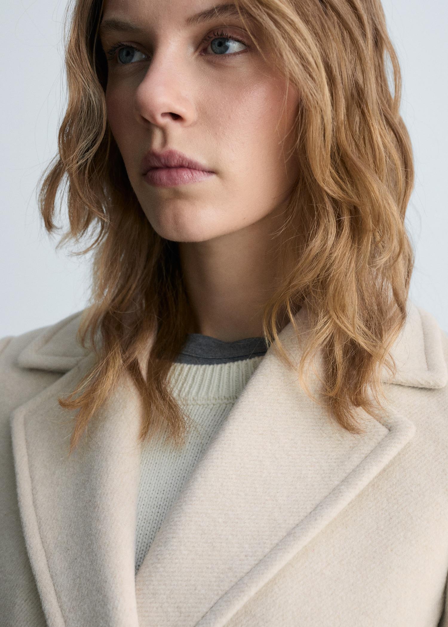 Double-breasted wool coat - Women | MANGO USA Product Image