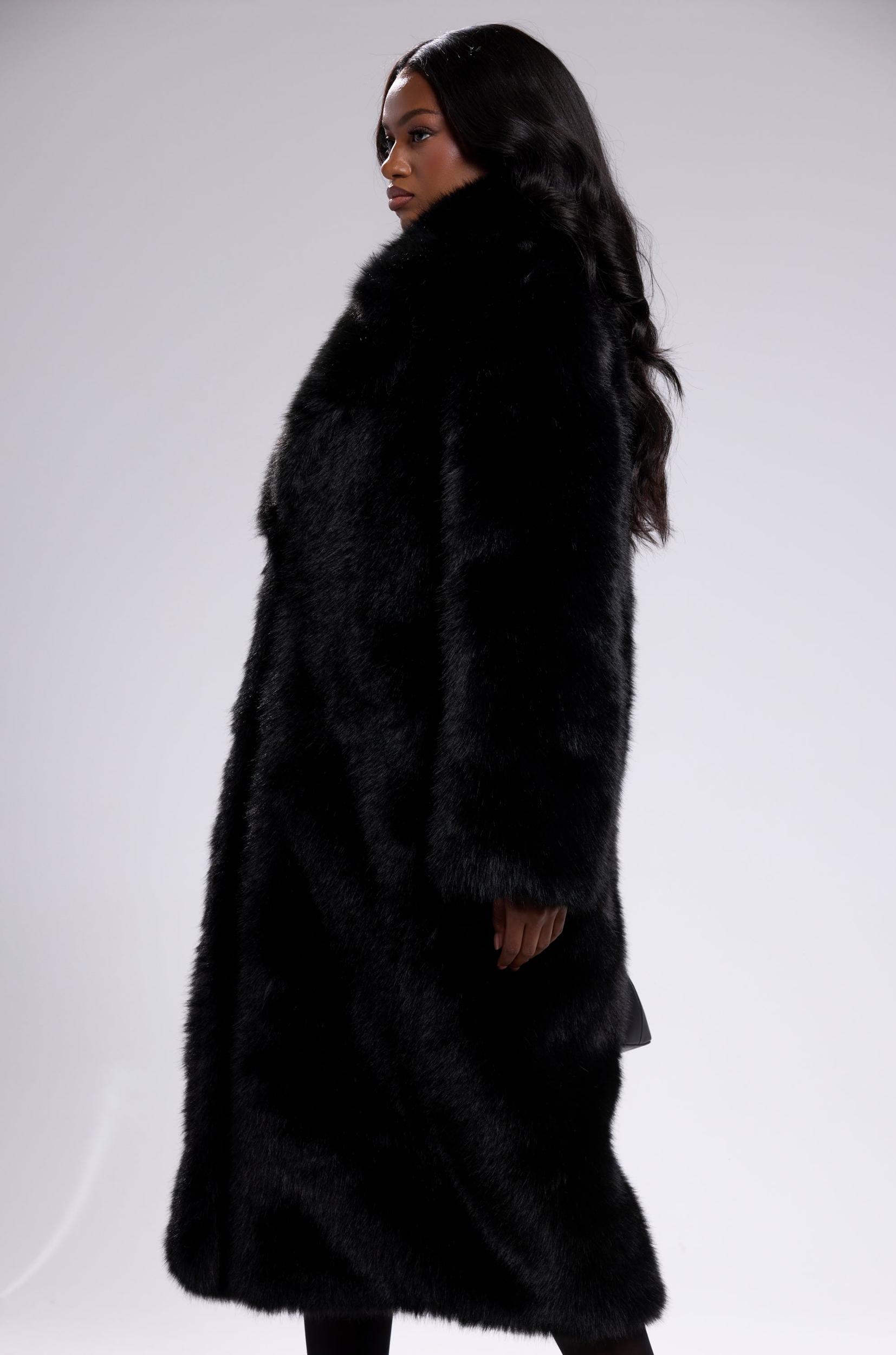 OSLO FAUX FUR COAT IN BLACK Product Image