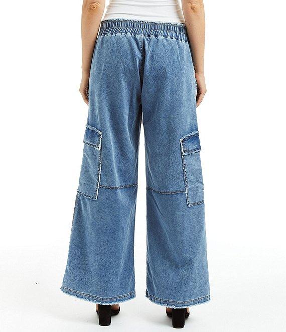 Tractr Tractr Blu Cargo Lounge Mid Rise Denim Jeans Product Image