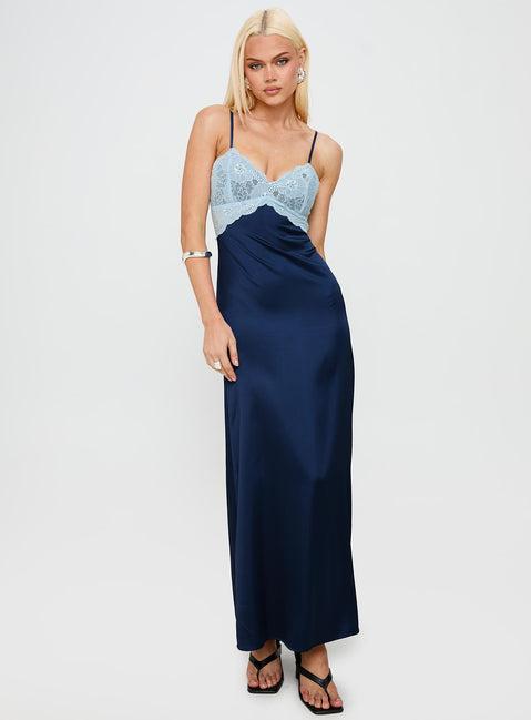 Better Than Words Lace Maxi Dress Navy Product Image