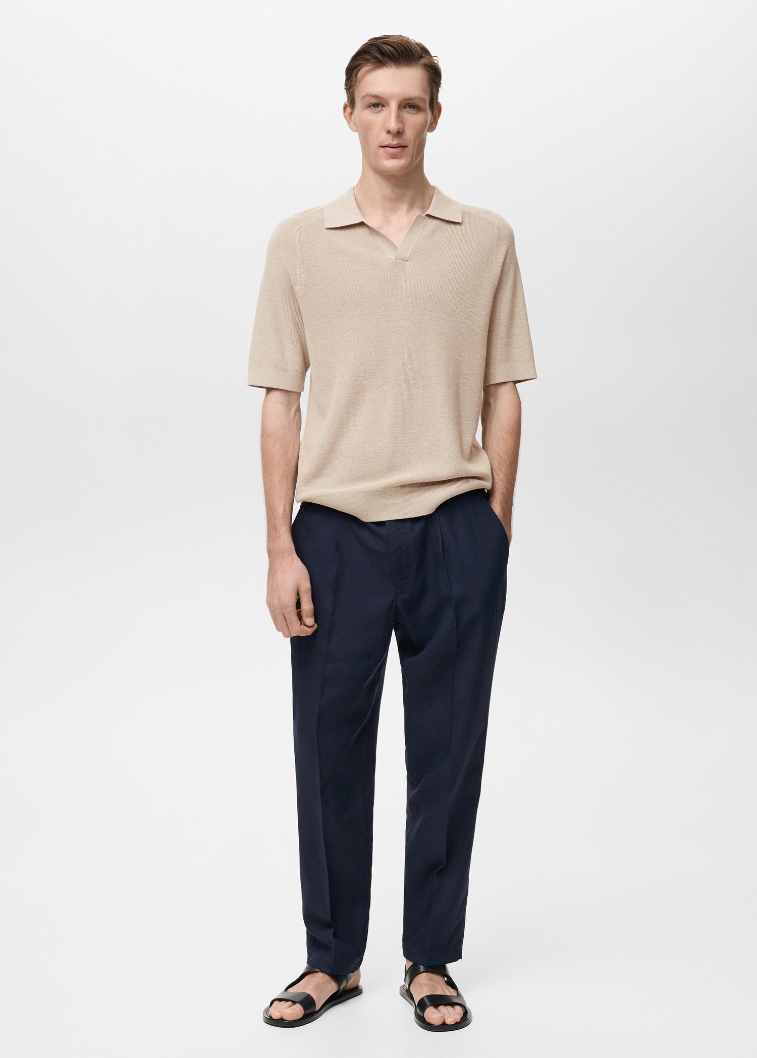 Structured knitted polo shirt - Men | MANGO USA Product Image