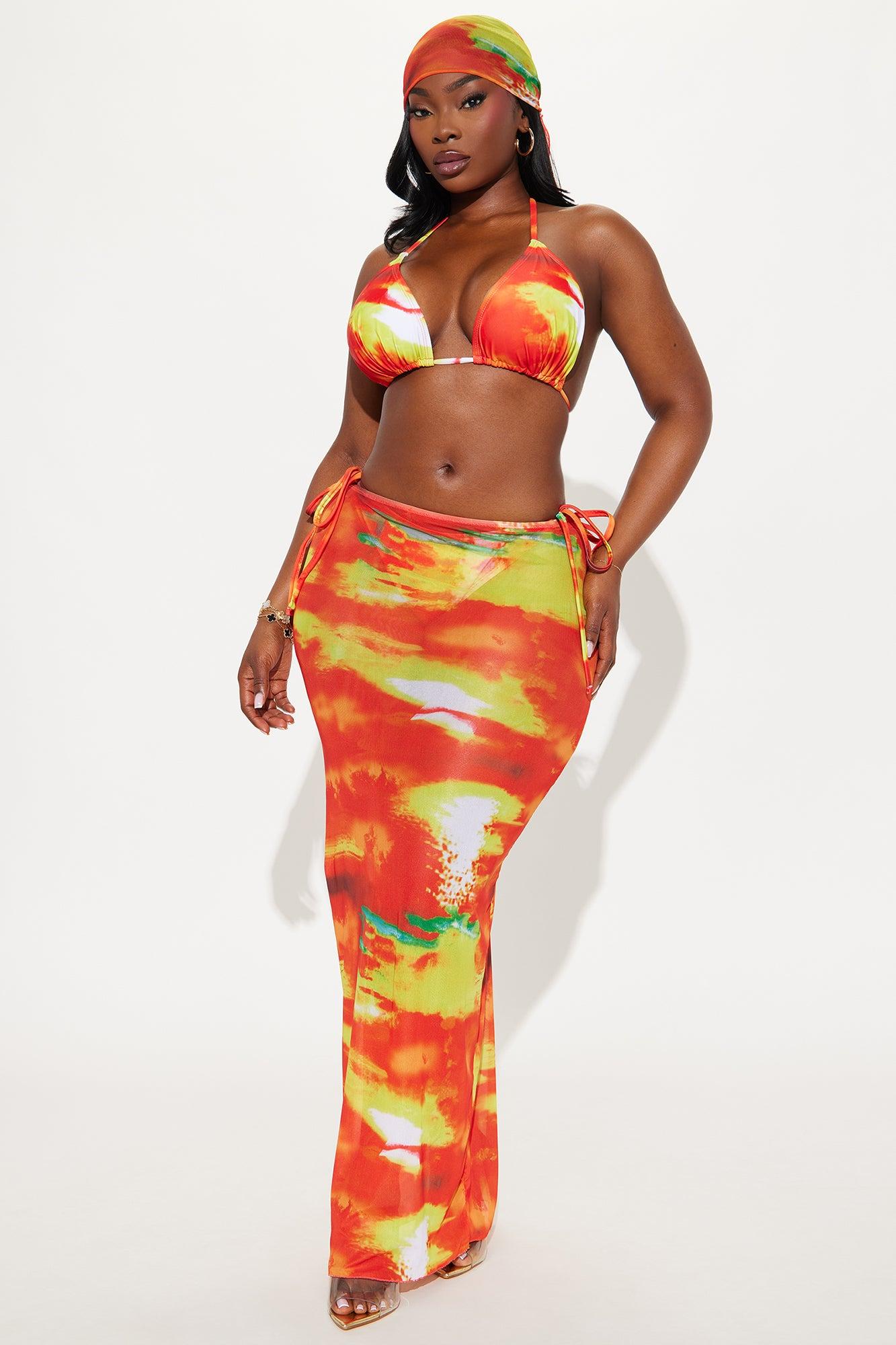 Dismas 4 Piece Bikini Skirt & Headscarf Set - Red/combo Female Product Image