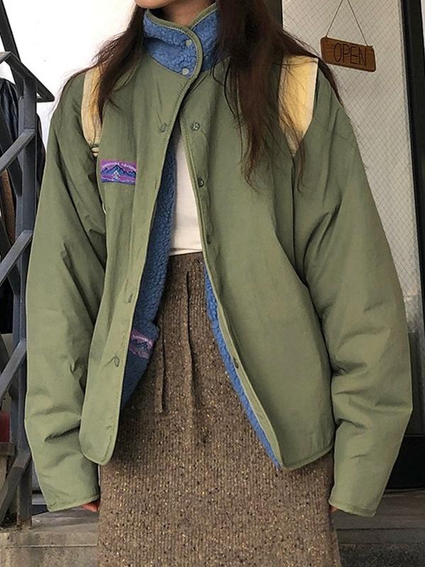 Reversible Contrast Color Lambswool Jacket Product Image