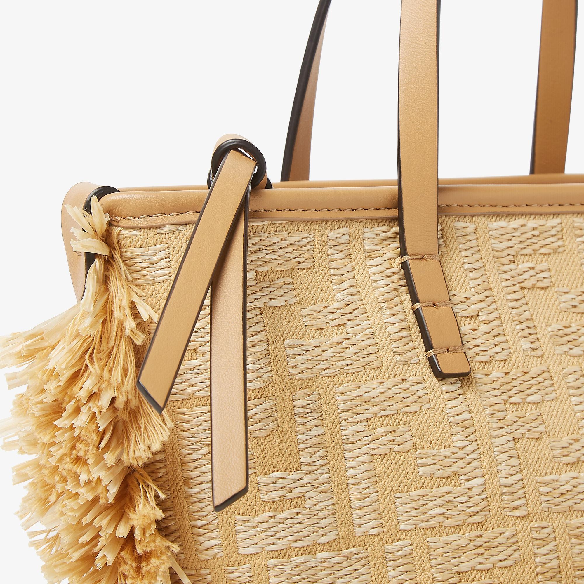 Mini RollJacquard fabric mini-bag with raffia FF Product Image