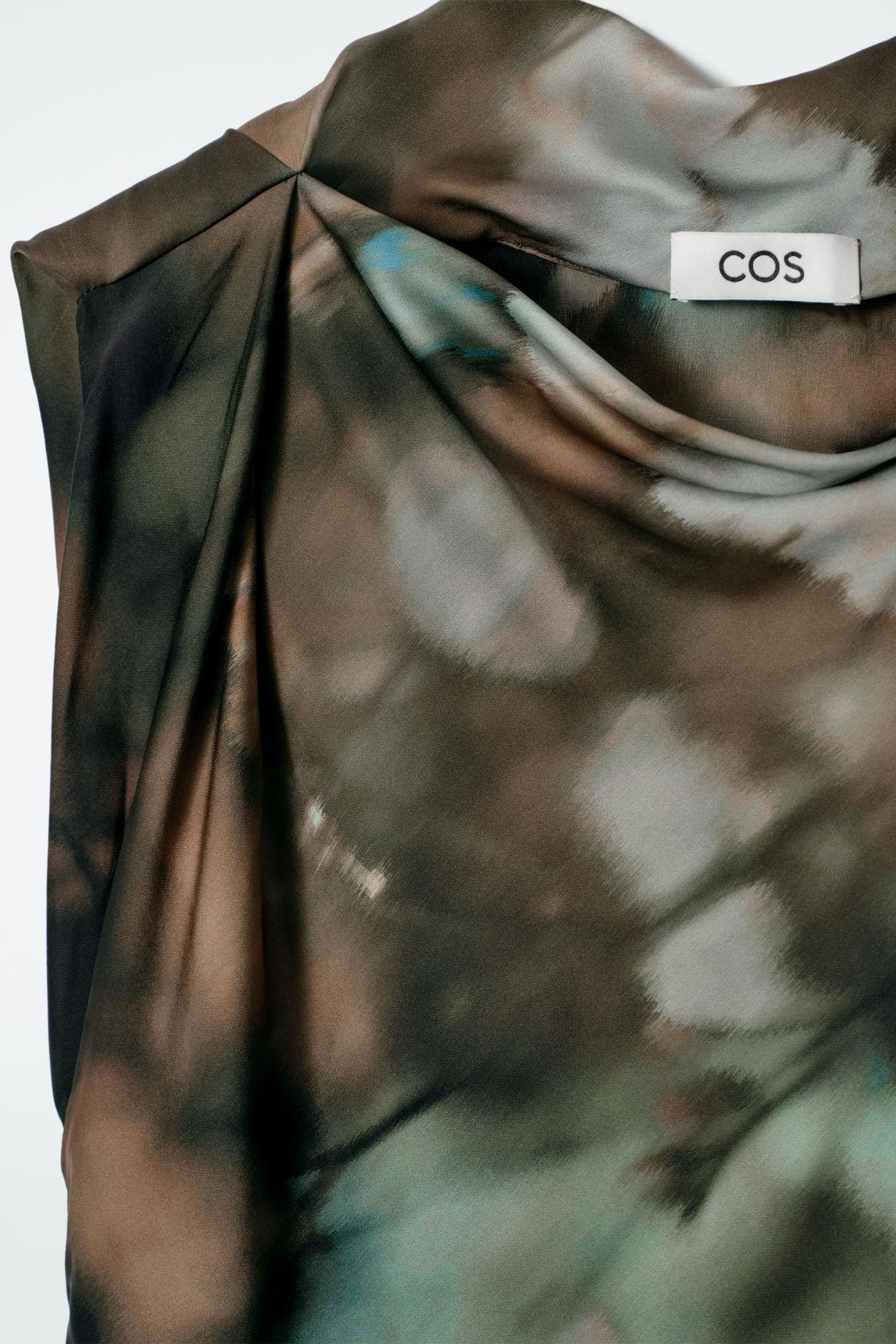 PRINTED DRAPED SILK DRESS Product Image