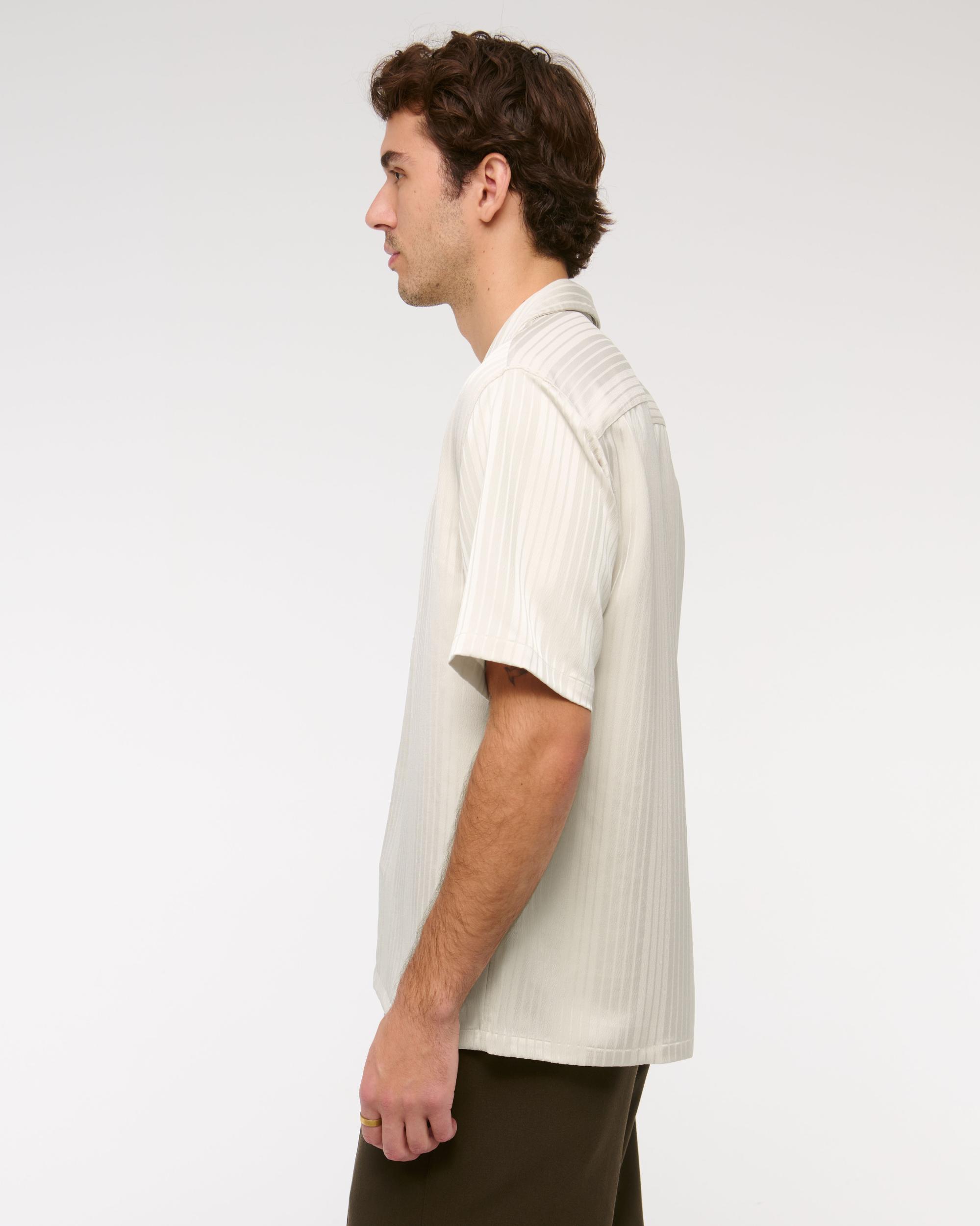 Camp Collar Textured Button-Up Shirt Product Image