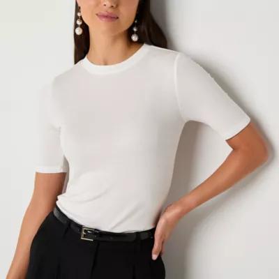 Worthington Womens Short Sleeve Mock Neck Top Product Image