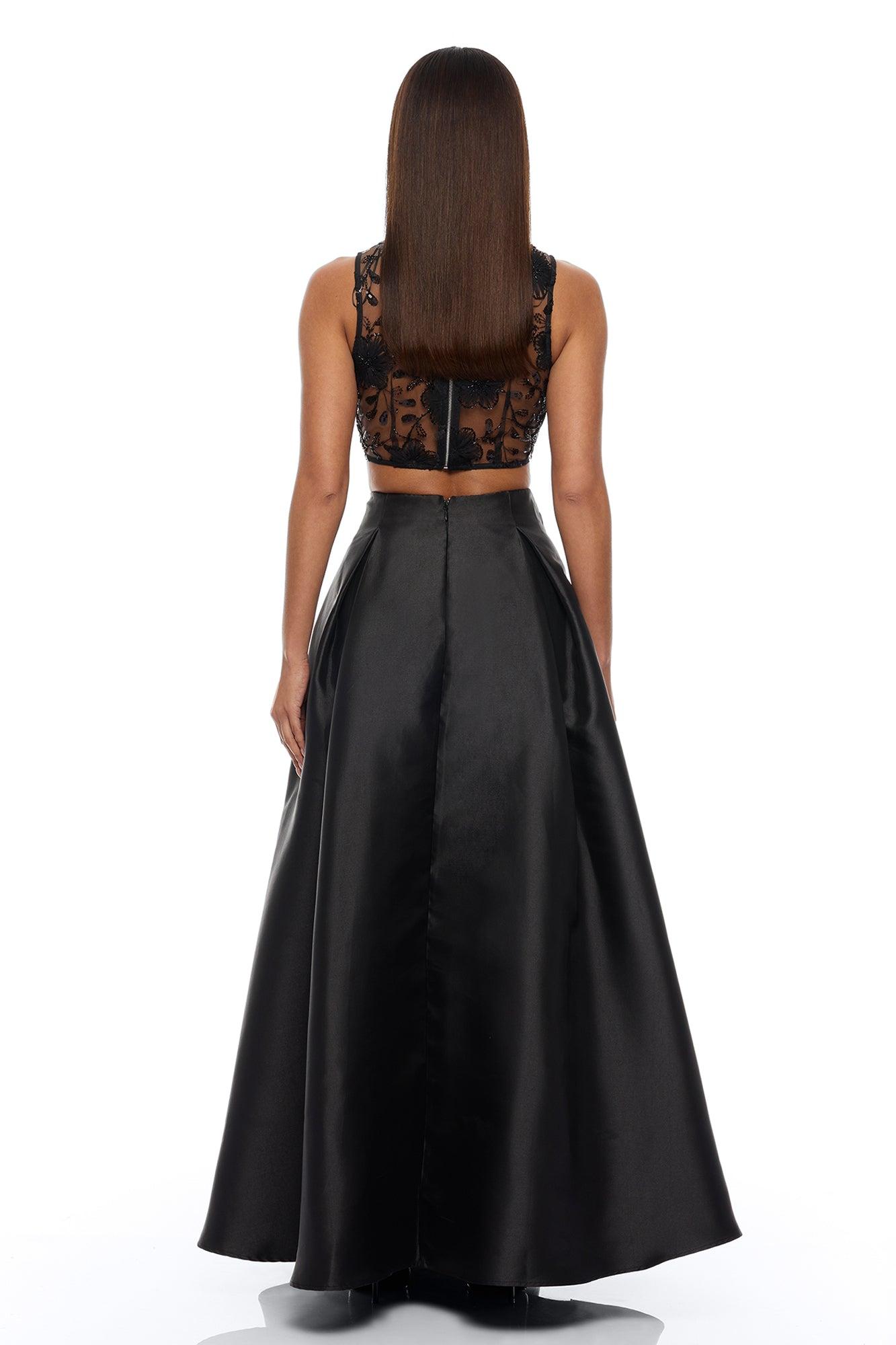 Raylee Embellished Taffeta Skirt Set - Black Female Product Image