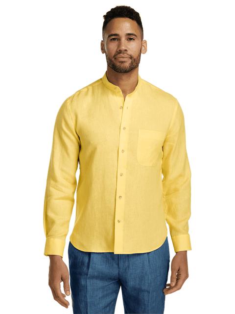 Linen Solid Casual Shirt - Yellow Product Image