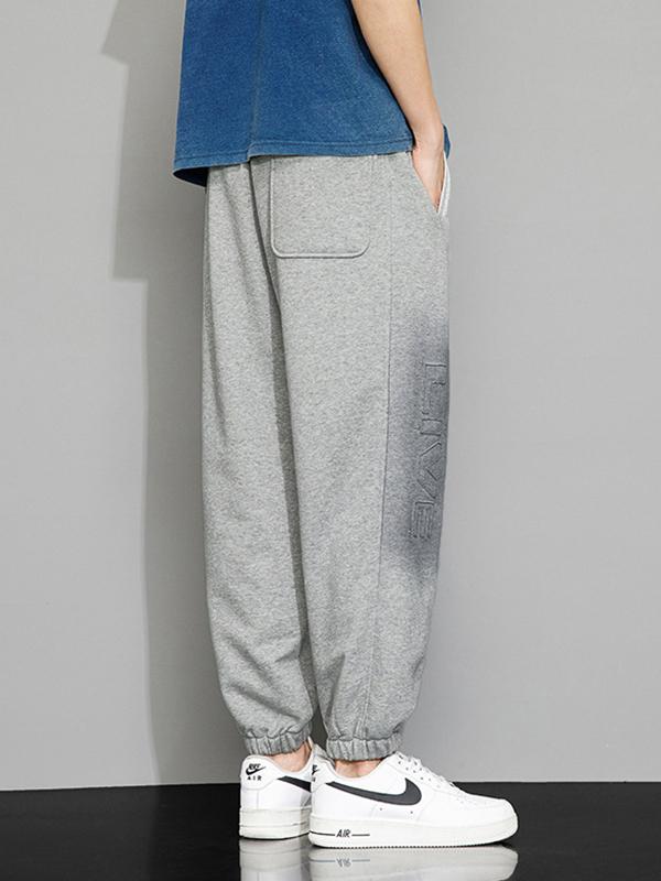 Men's Loose Lettering Cropped Pants Sweatpants Product Image