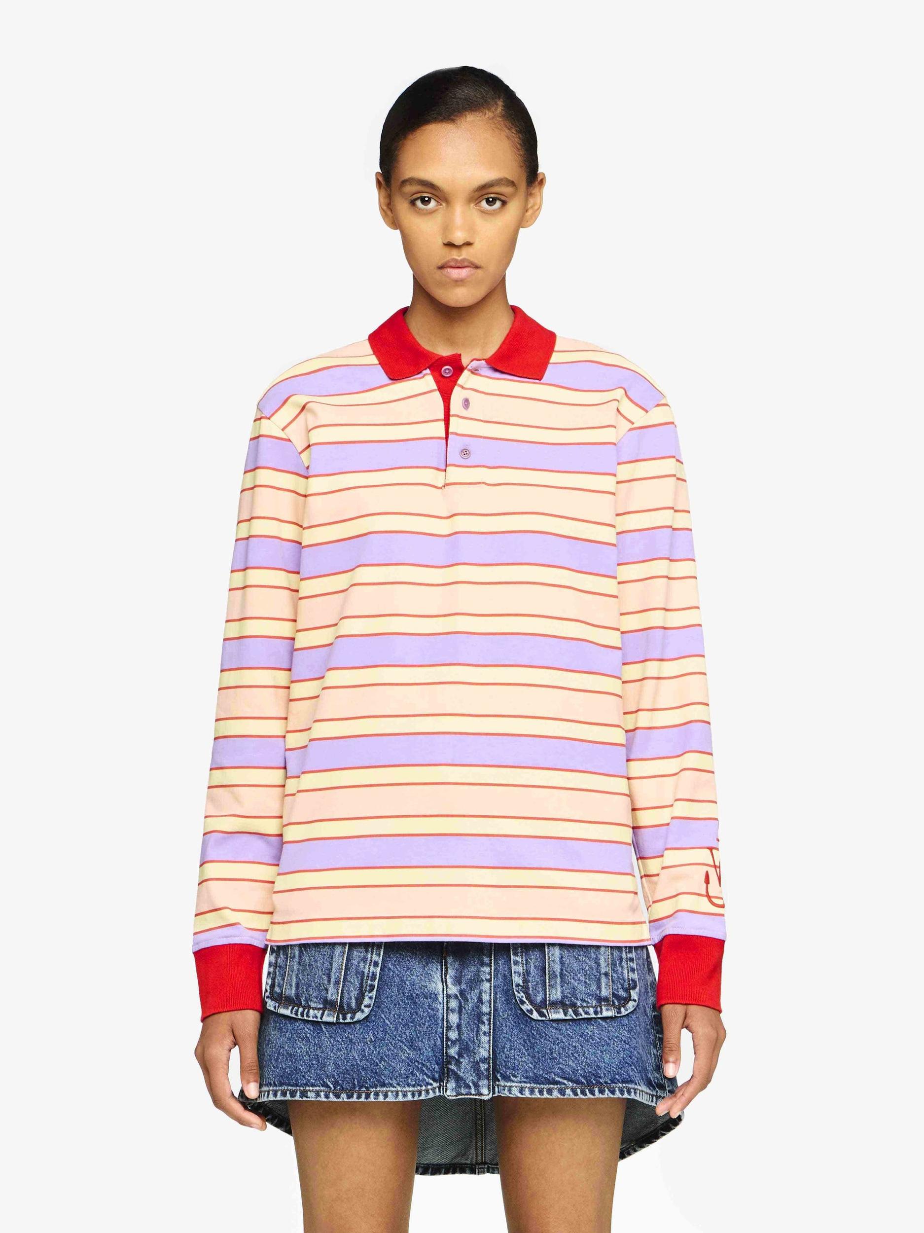 CONTRAST TRIM STRIPED POLO TOP Product Image