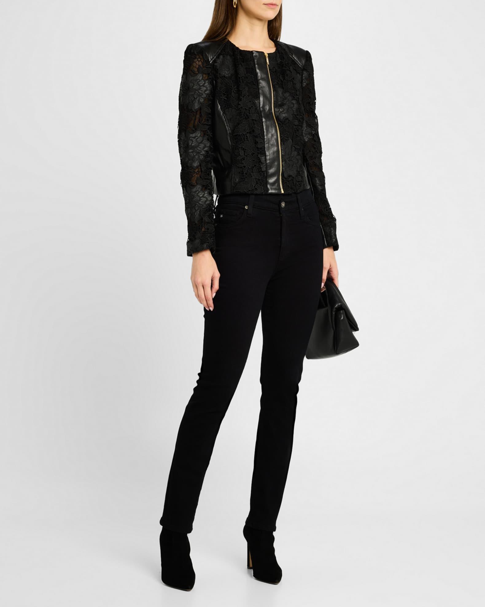 Dalma Vegan Leather Guipure Combo Jacket Product Image