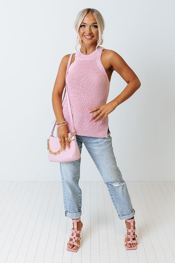 Reserved For Fun Knit Tank In Pink Product Image