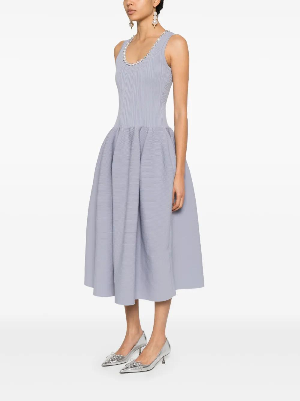 rhinestone-embellished ribbed midi dress Product Image