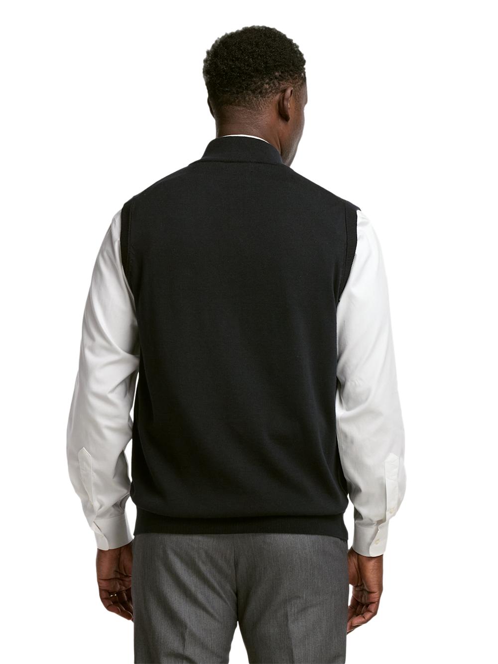 Cotton Full Zip Mock Neck Vest - Black Product Image